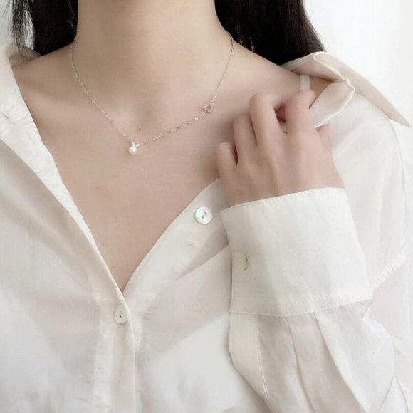 NEW 925 Sterling Silver Pearl Heart Necklace - Picture 3 of 8